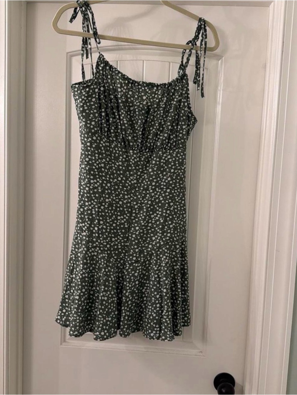 Olive Green Floral Tie-Shoulder Romper